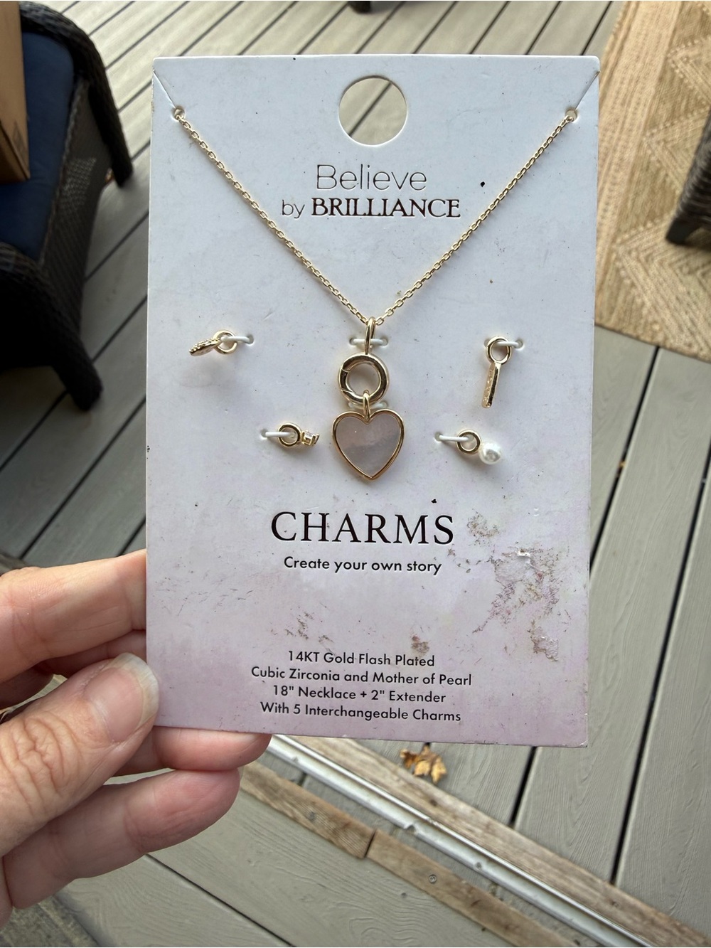 Believe by Brilliance Gold Heart Charm Necklace with Interchangeable Accents